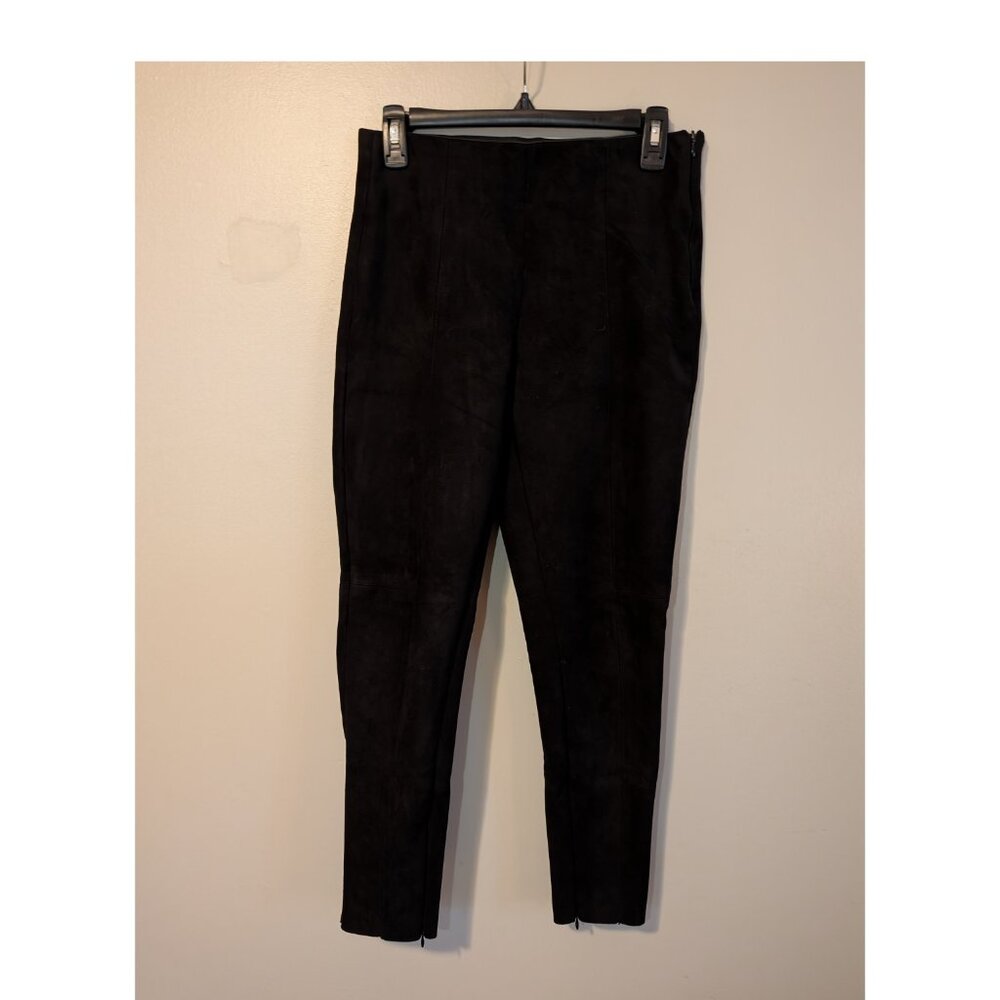 Zara Basic Women's Size Medium Black Skinny Suede Like Pants Ankle Zipper